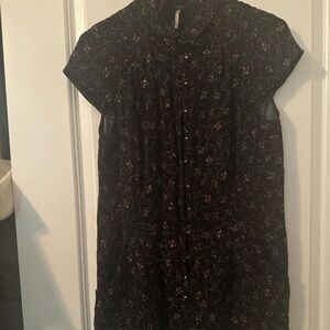 Free People Black Dress with Floral Accents